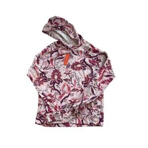 Sundry Pink Purple Floral Paisley Soft Hoodie Pullover Size 0 XS NWT